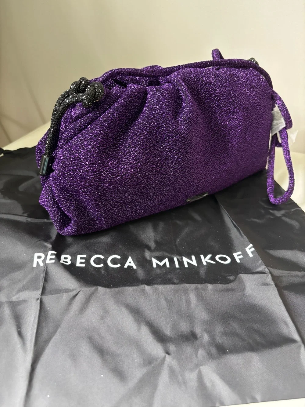 Rebecca Minkoff Sparkling Purple Drawstring Clutch